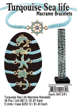 Turquoise Sea Life Macrame Bracelets